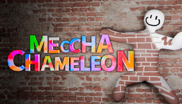 MECCHA CHAMELEON character peeling off a brick wall